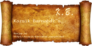 Kozsik Barnabás névjegykártya
